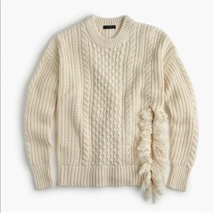 J.Crew fishermen’s cable knit fringed sweater